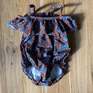 Janie and Jack floral swimsuit with ruffle detail 6-12 months.